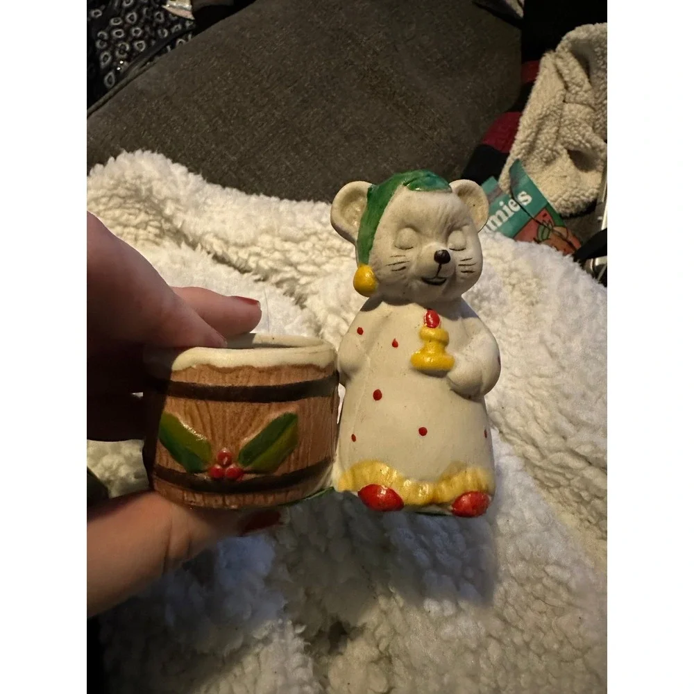 Vintage Home For Holidays Ceramic Mr Mouse Candle‎ Holder Kmart Christmas Decor